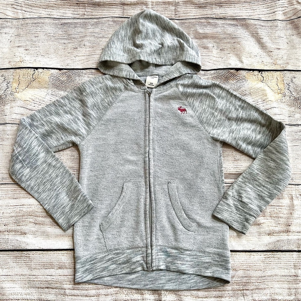 Abercrombie Kids Grey French Terry Hoodie Sweatshirt Girl’s Sz S 10